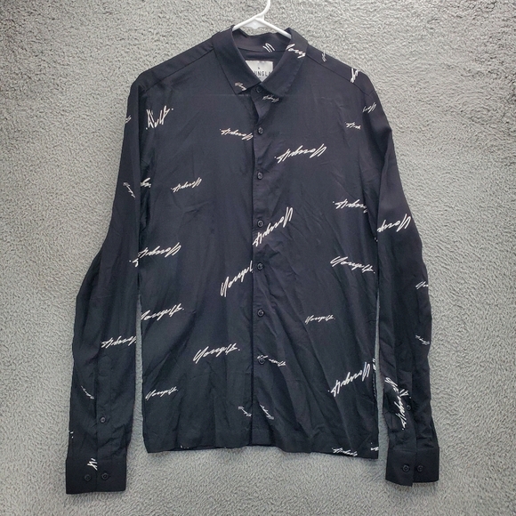 YoungLA Scarface Viscose Button Up Shirt Mens Size Small Black Model 804 - Picture 1 of 9